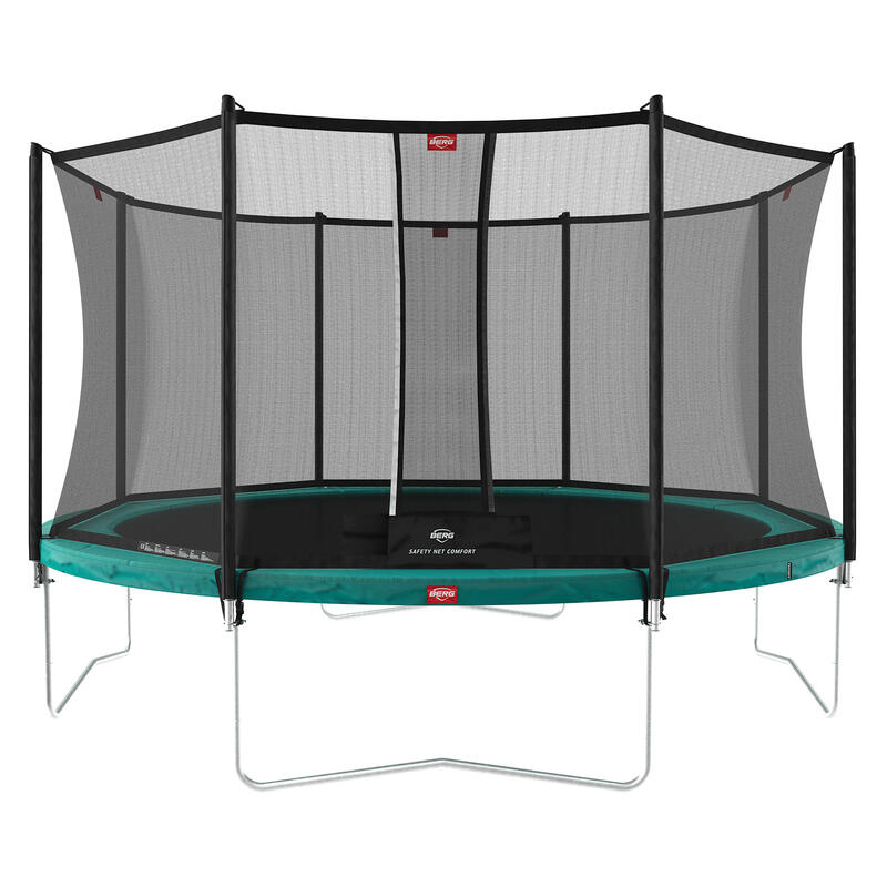 BERG Favorit cama elástica con piernas 430cm con red de seguridad Comfort verde