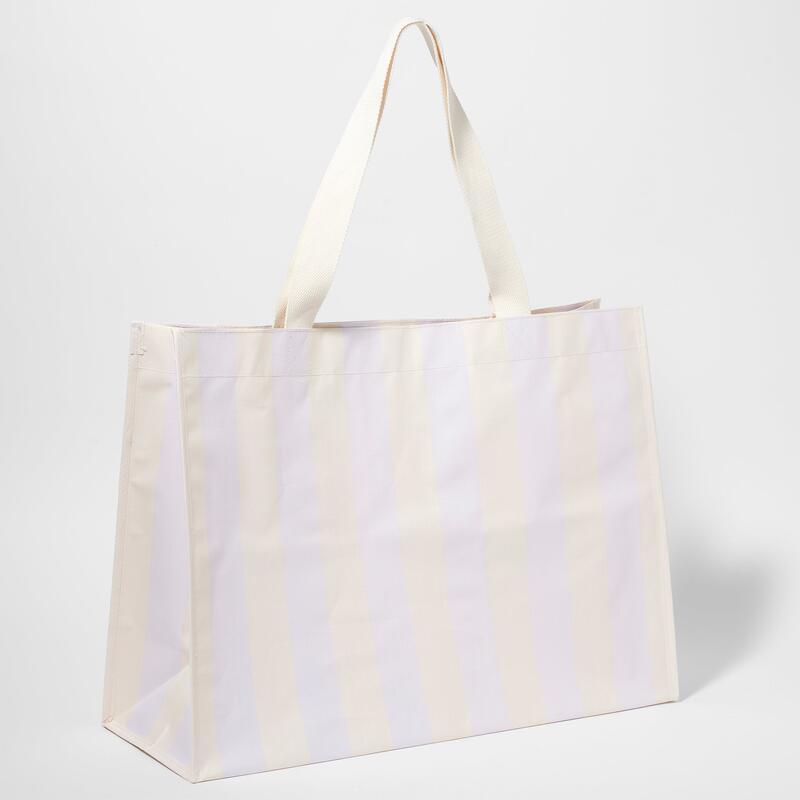 Rio Sun Carryall Beach Bag - Pastel Lilac Stripe