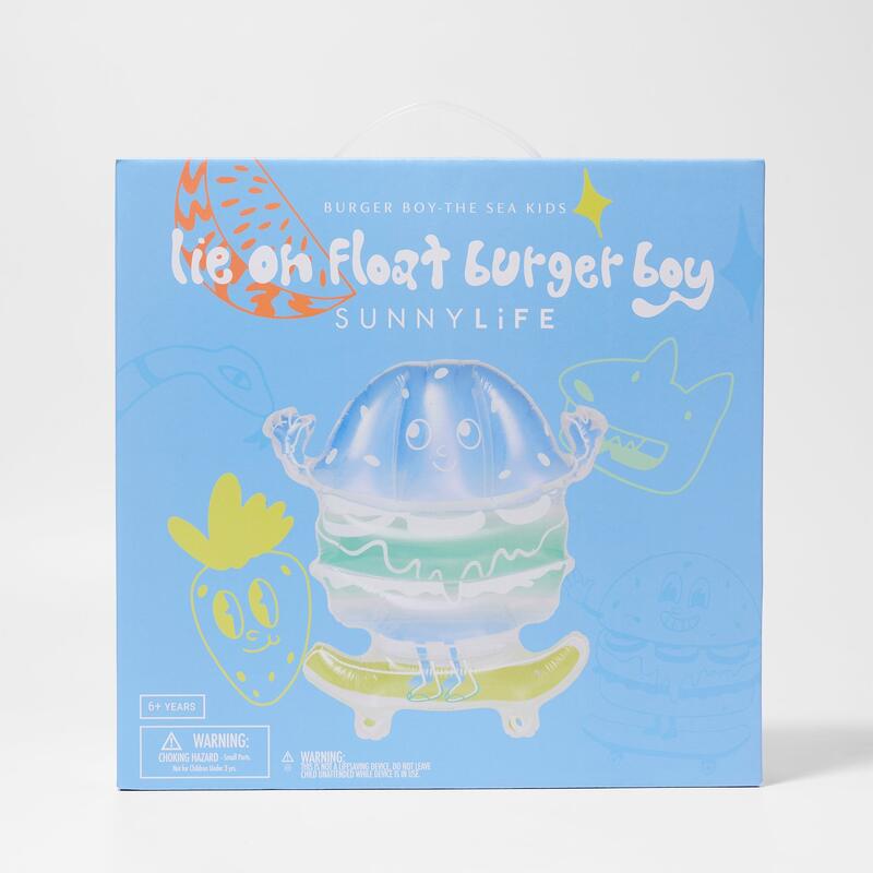 The Sea Kids Burger Boy Lie-On Float - Blue/Lime