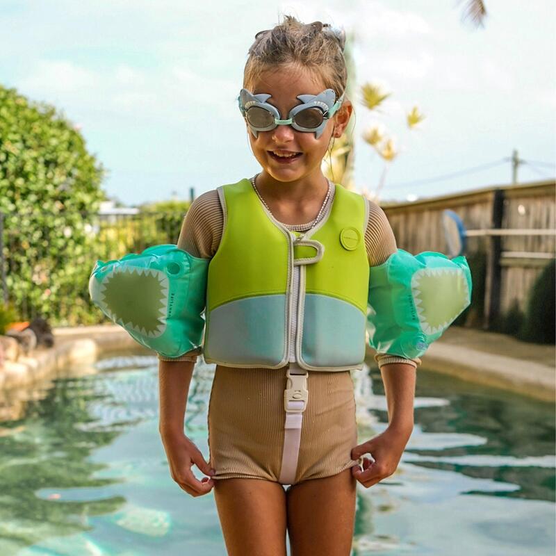 Salty the Shark Swim Vest (3-6 y/o) - Aqua Neon Yellow