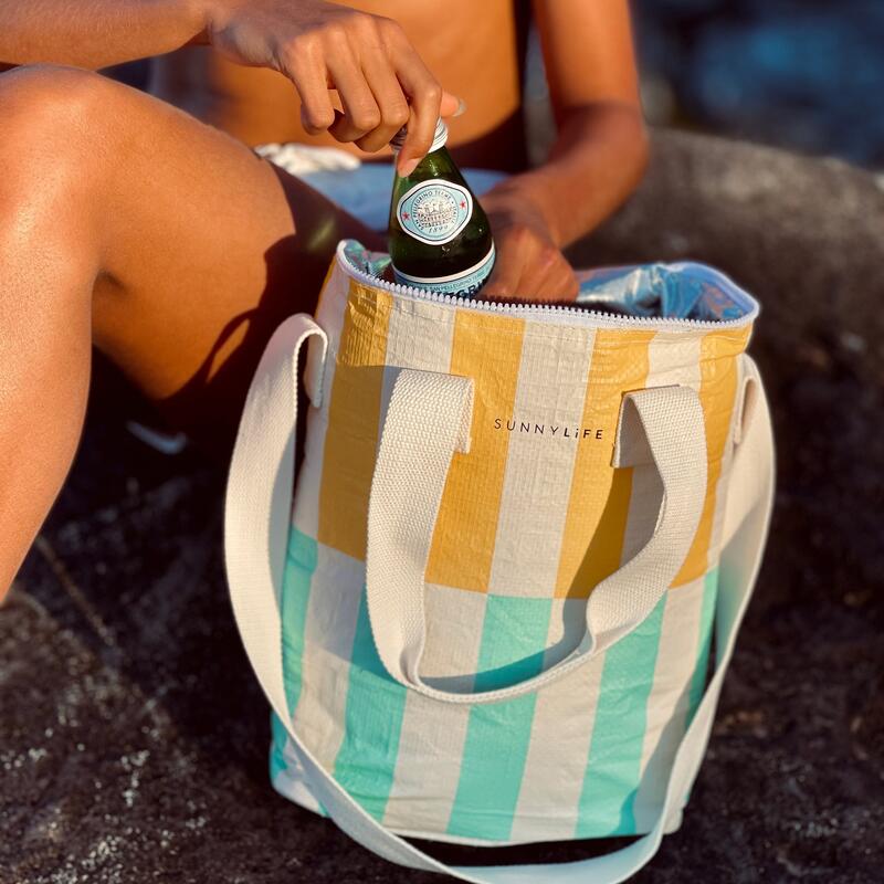 Rio Sun Drinks Cooler Bag - Teal stripes