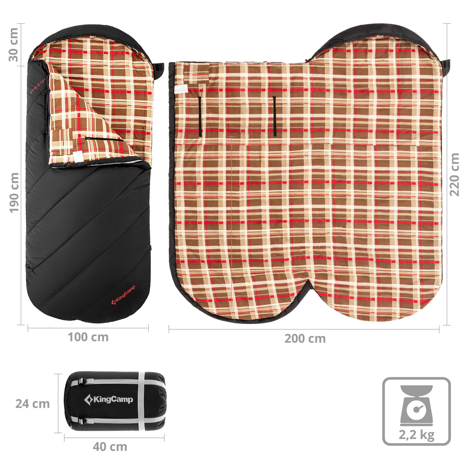 Coperta sacco a pelo Freespace 300 invernale XL Ampio cotone -13 2/5