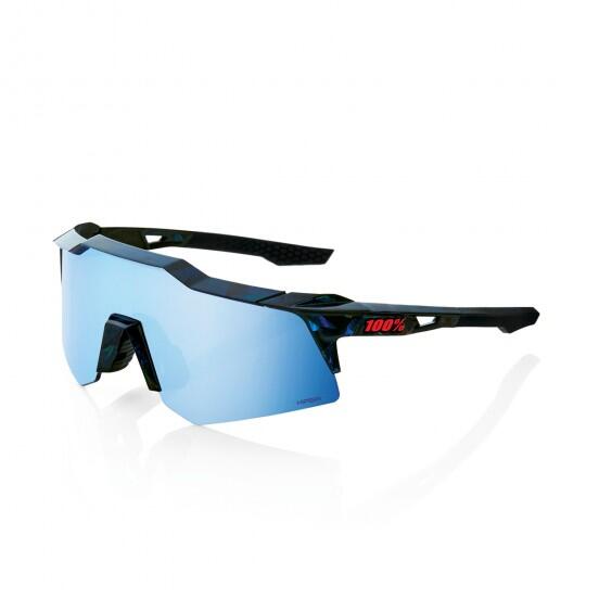 100% Glasses Speedcraft XS -Black Holographic -HiPER Blue Multilayer Mirror Lens