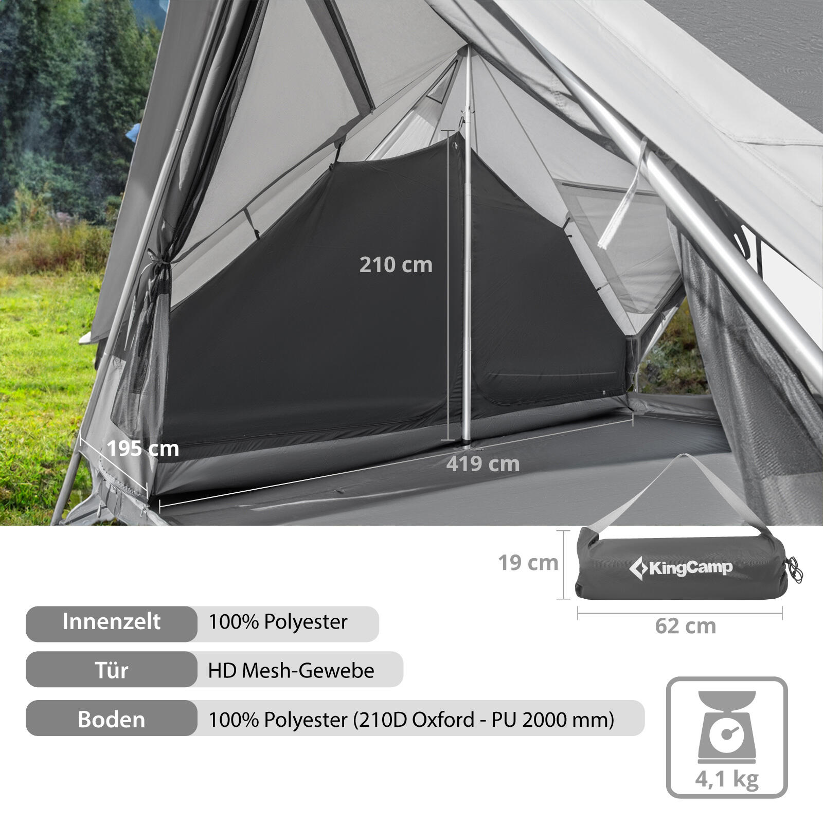 Tenda interna per Khan Palace 4 persone cabina glamping da Campeggio 2/7