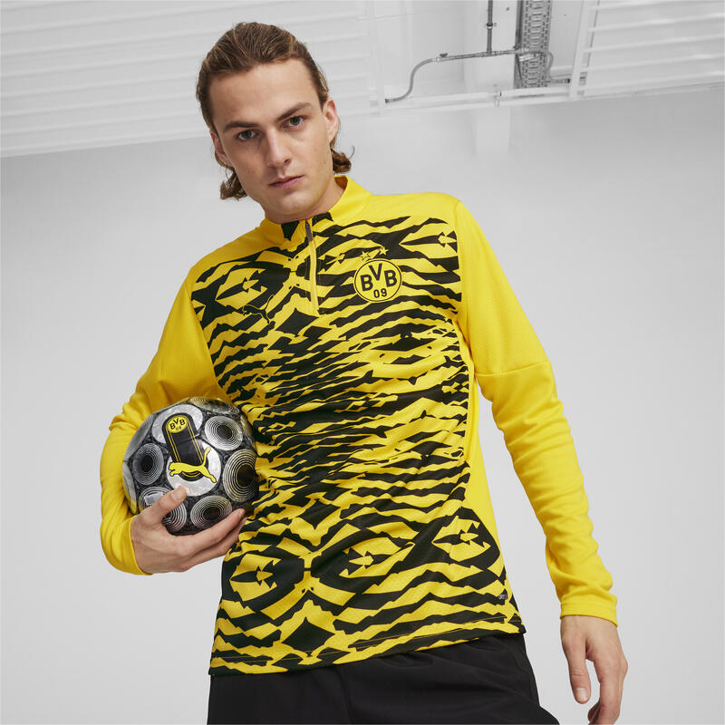 Pánská předzápasová fotbalová mikina Borussia Dortmund PUMA Faster Yellow Black