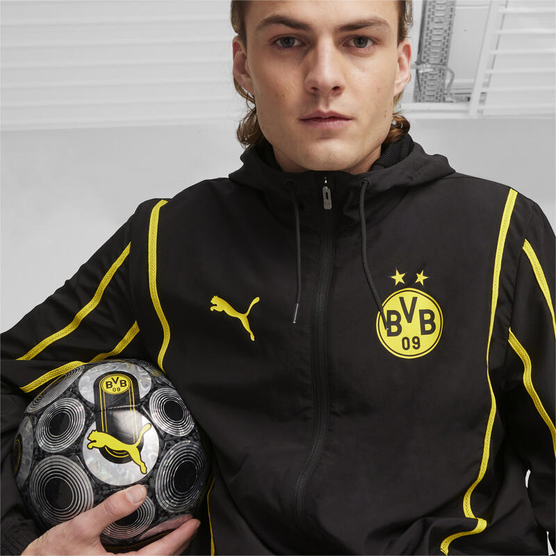 Borussia Dortmund geweven prematch-jack voor heren PUMA Black Faster Yellow