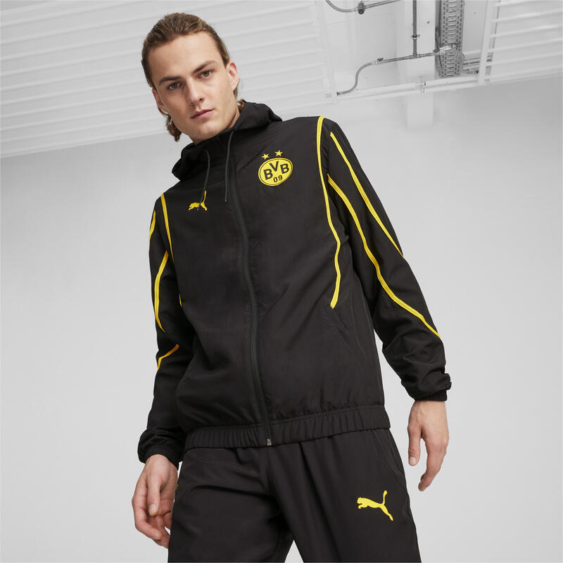 Borussia Dortmund geweven prematch-jack voor heren PUMA Black Faster Yellow