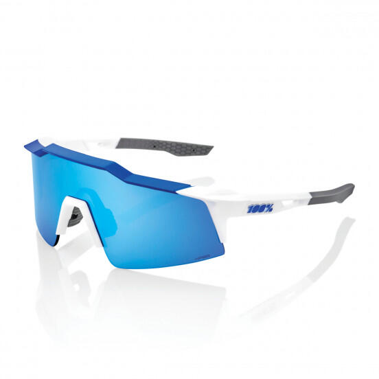 100% SPEEDCRAFT SL - Bianco opaco/Blu metallizzato - Lente a specchio multistrato blu