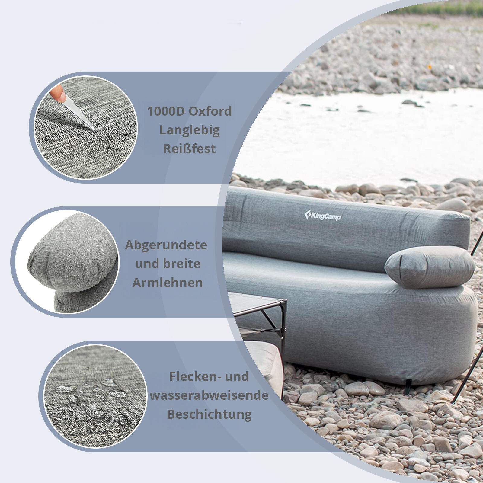 Camping Couch Air Sofa Granit Lounge Outdoor Luft Sitz Möbel Aufblasbar 3/7
