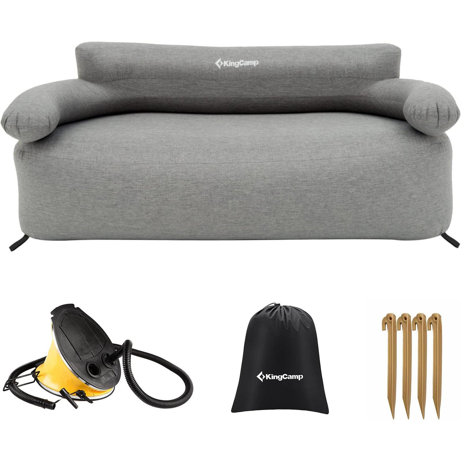 Kingcamp - Camping Couch Air Sofa Granit Lounge Outdoor Sitz Möbel Gonflable - Chaise - Gris - Taille Unique - Decathlon