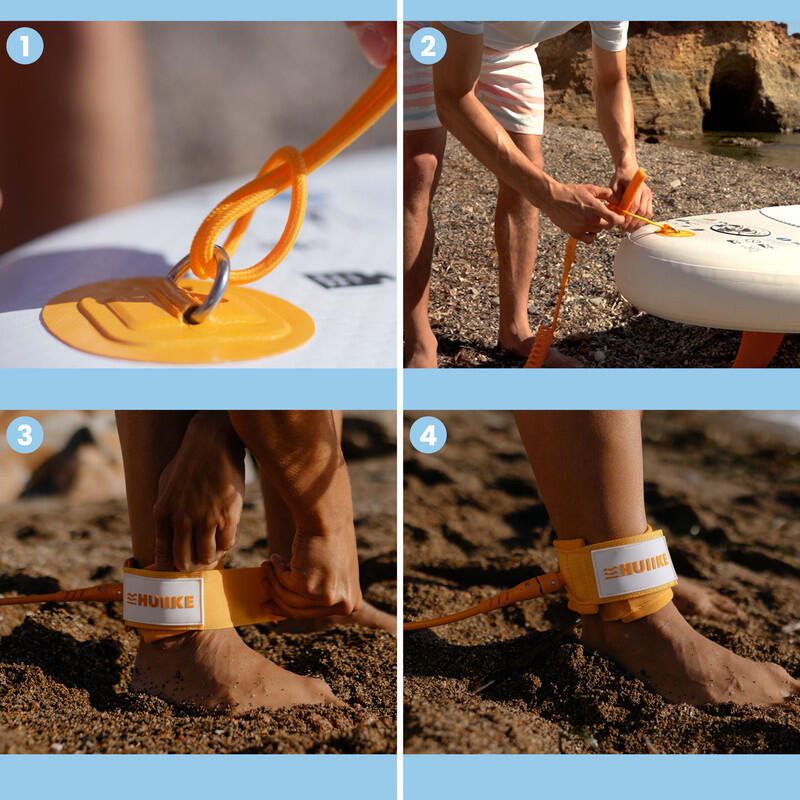 Leash na Paddleboard Spirálový Nastavitelný, HUIIKE, Oranžový, Standardní