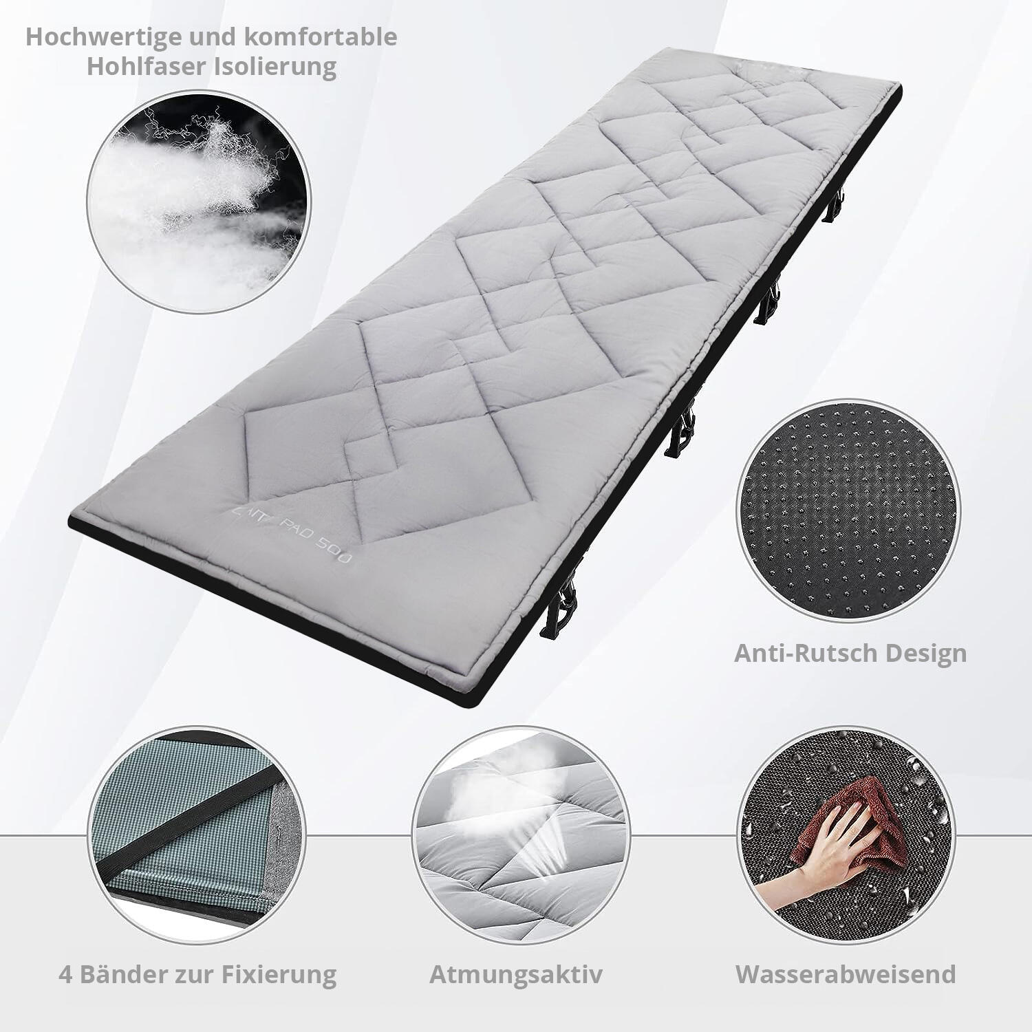 Surmatelas Camp Pad Deluxe pour lit de Housse pliant Couverture Coton 3/7