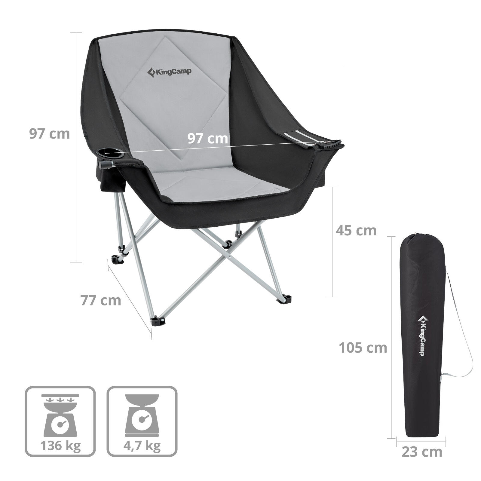 Sedia da Campeggio pieghevole relax Borsa termica 136 kg 2/6