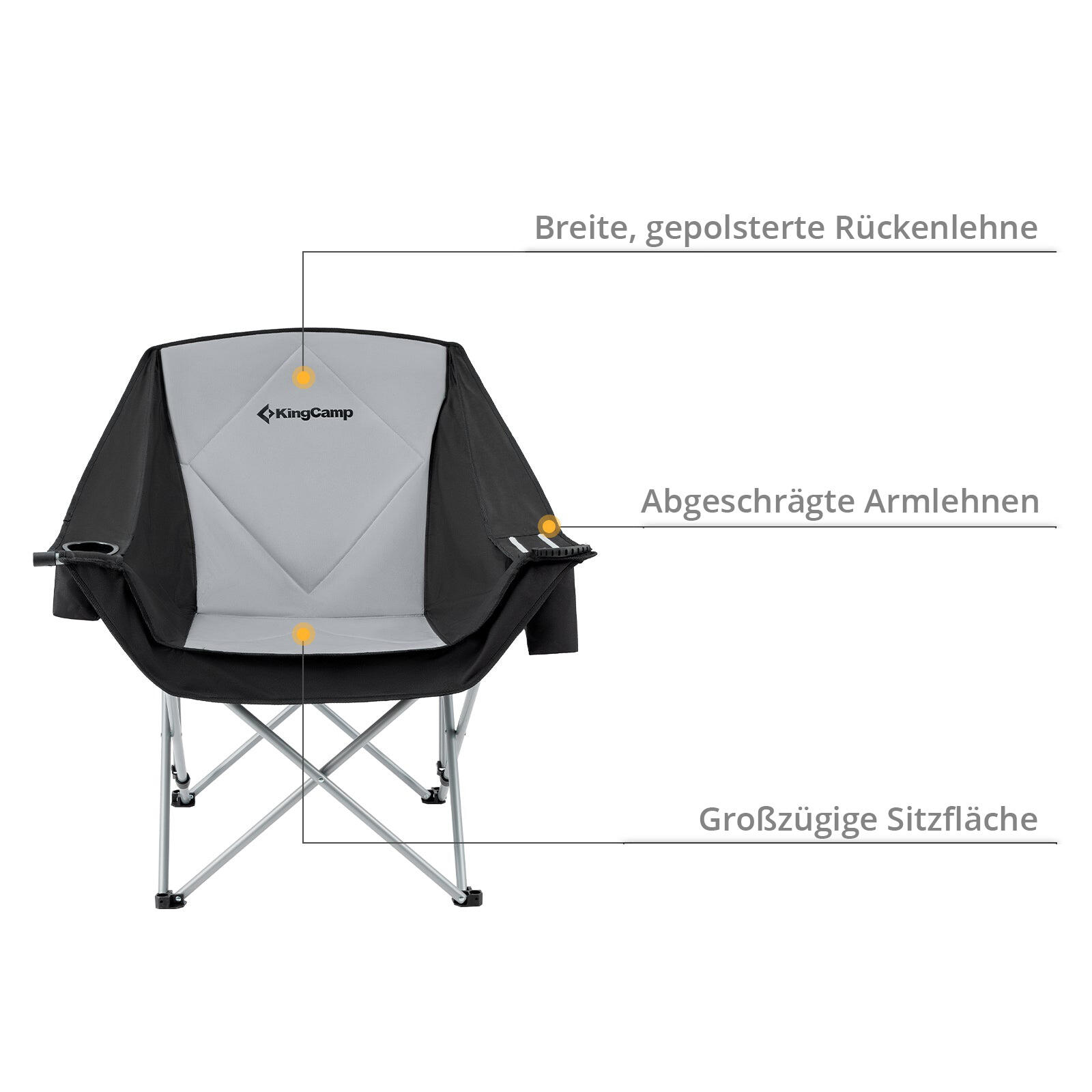 Campingstuhl Faltstuhl Relax Chair Campingsessel Klappstuhl Kühltasche 136 kg 5/5
