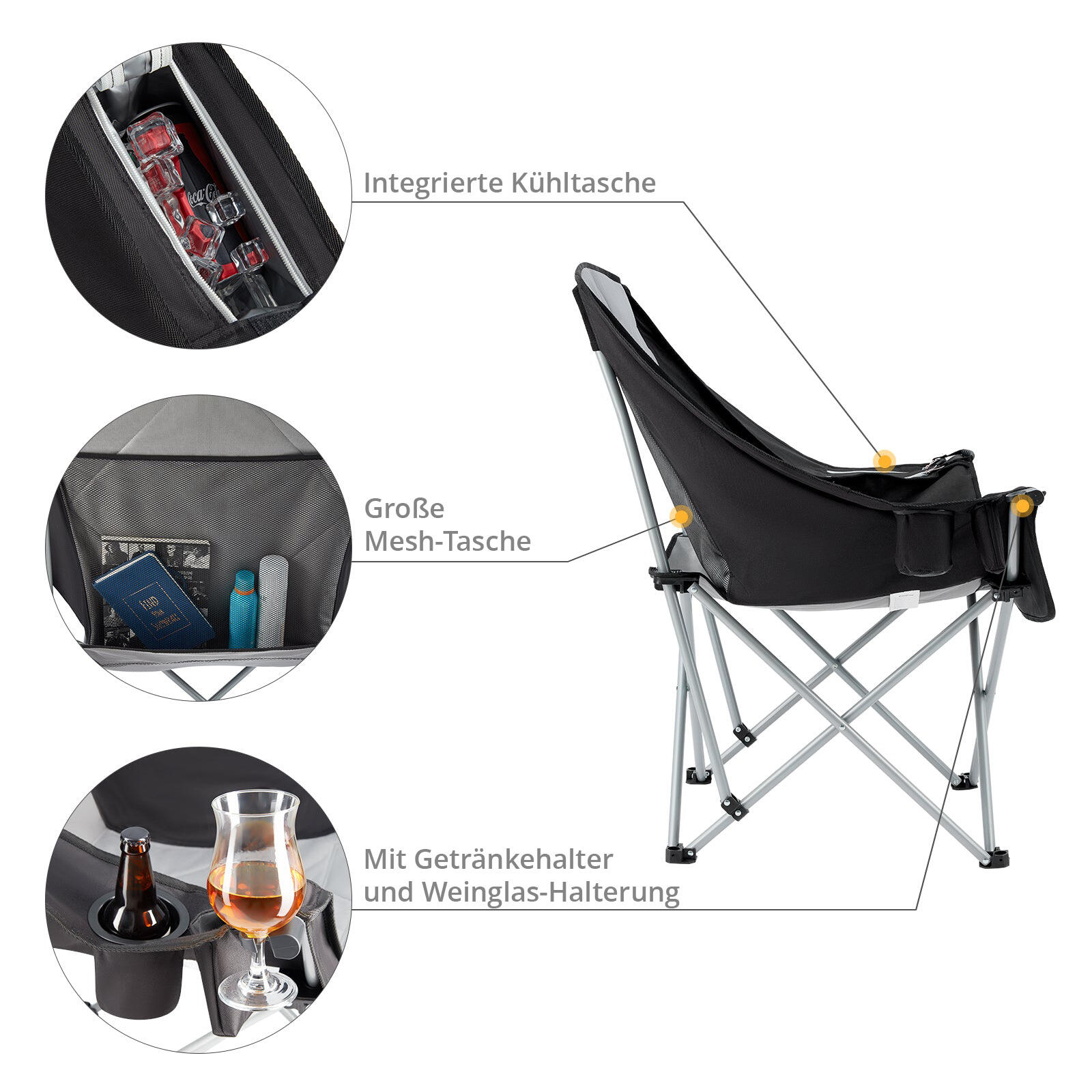 Sedia da Campeggio pieghevole relax Borsa termica 136 kg 3/6