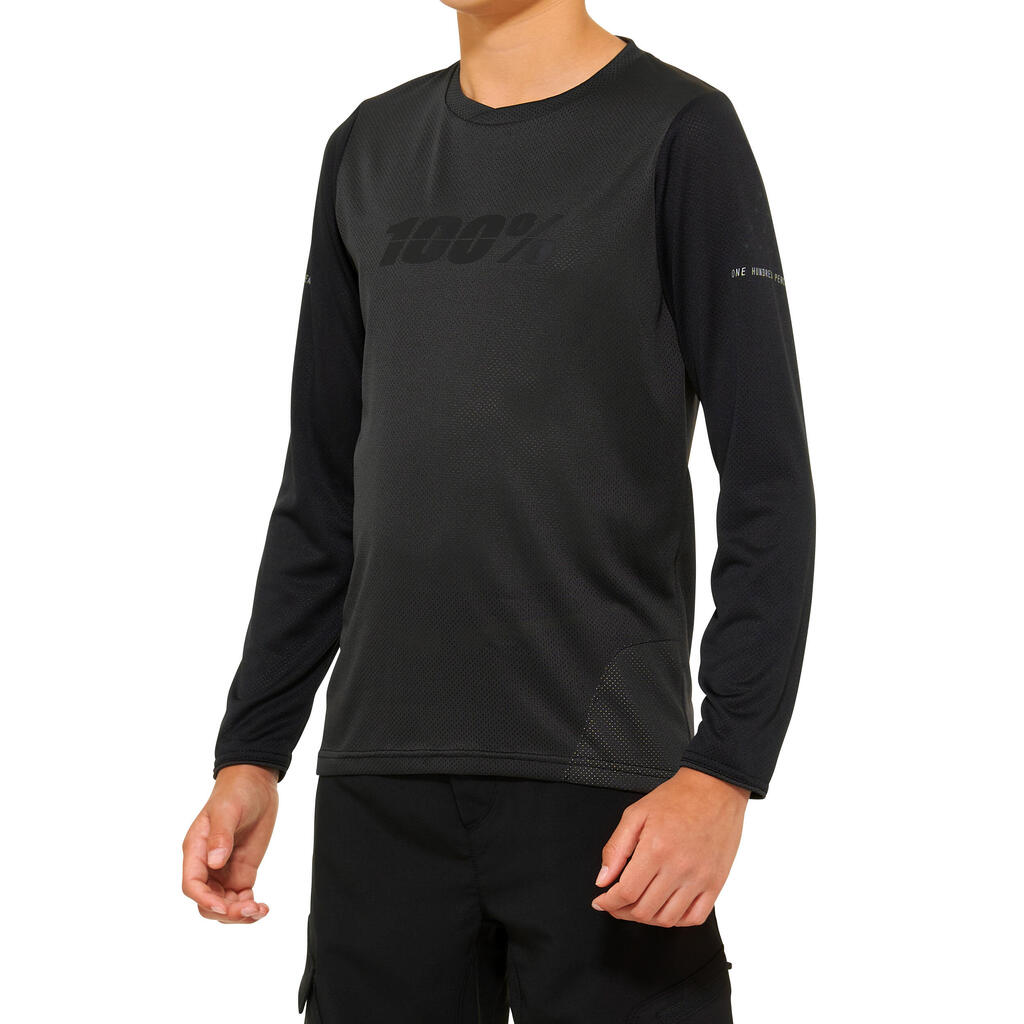 Ridecamp Kids 100% Long Sleeve Jersey Black / Charcoal Grey