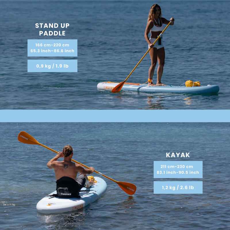 Pagaie SUP 2 în 1 Stand Up Paddle Kayak HUIIKE, Portocaliu, Detasabilă Reglabilă