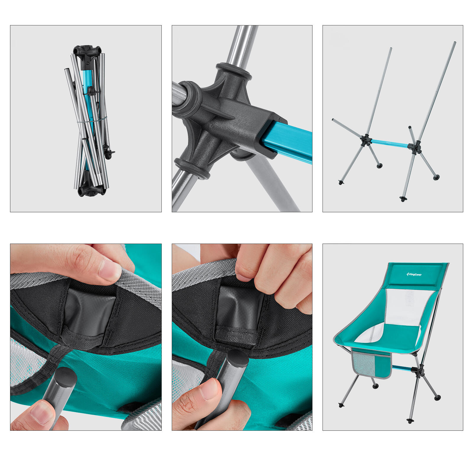 Sedia da Campeggio Logan pieghevole spiaggia Alluminio leggero 150 kg 4/7
