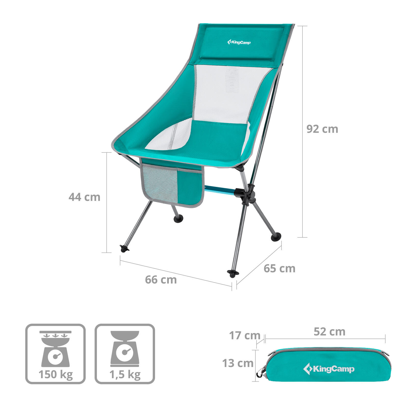 Sedia da Campeggio Logan pieghevole spiaggia Alluminio leggero 150 kg 2/7