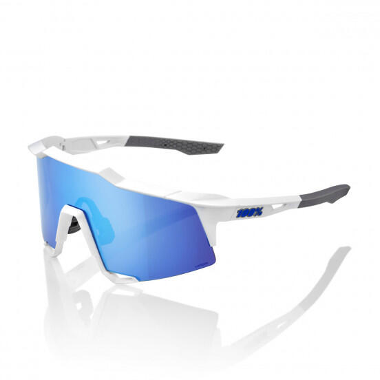 100% Occhiali Speedcraft Matte White-HiPER Blue Multilayer Mirror Lens