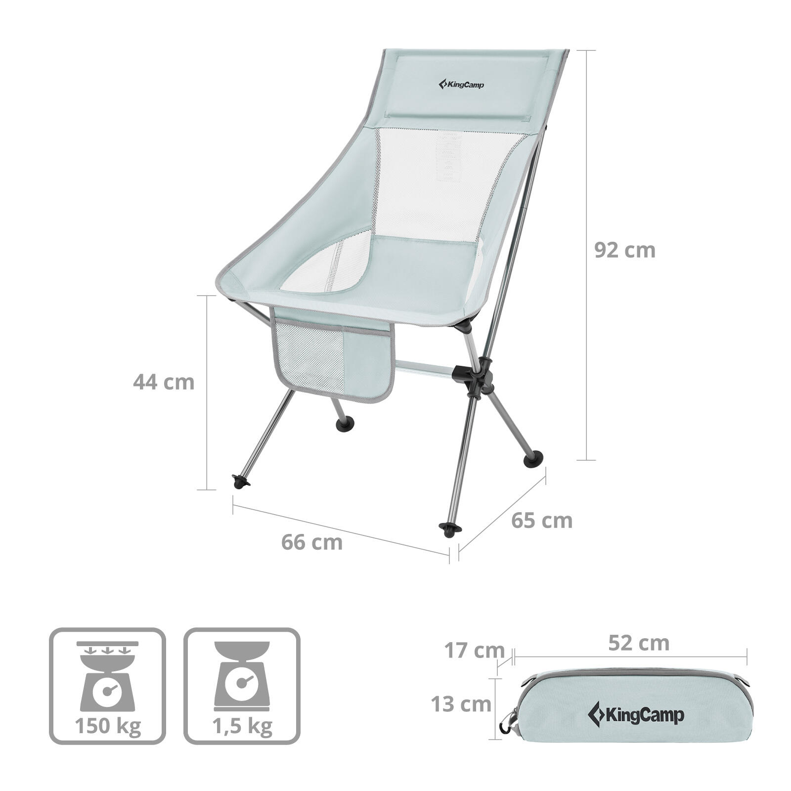 Sedia da Campeggio Logan pieghevole spiaggia Alluminio leggero 150 kg 2/7