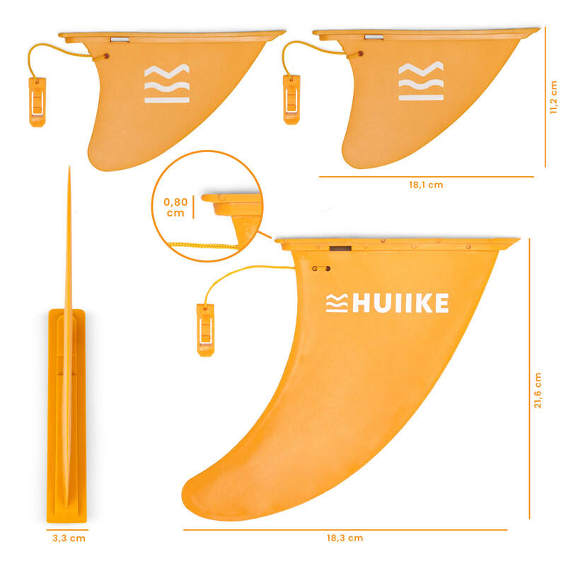 Quilhas de SUP 3 Pçs Cunha Segurança, HUIIKE, Naranja, Extraíble, Estabilidad