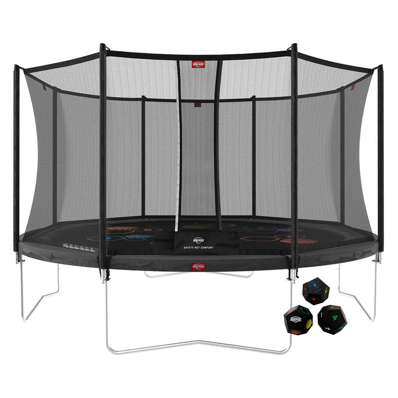 Trampoline rond Favorit Regular Levels grijs 430 cm met veiligheidsnet