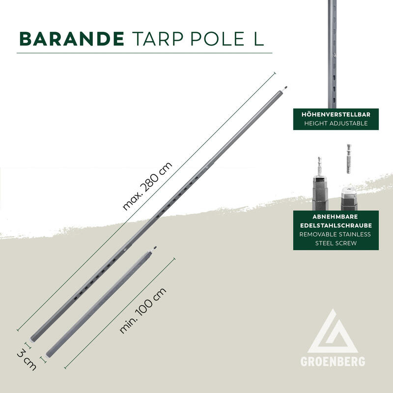Tige de tarp télescopique Pole Barande L Tente Armature Alu