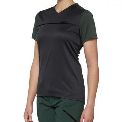 Maglia a manica corta 100% Ridecamp Charcoal Grey/Forest Green da donna