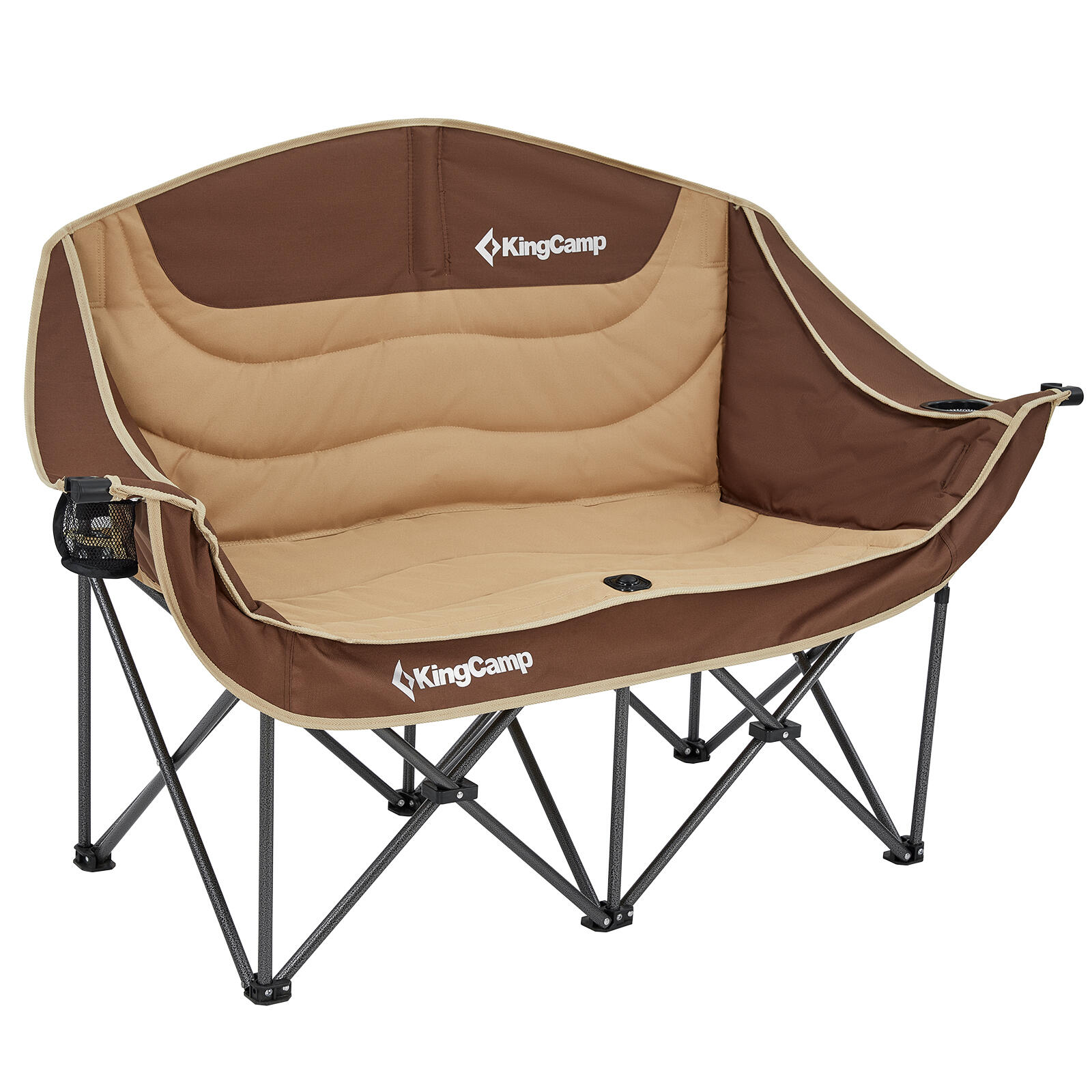 Kingcamp - Canapé De Camping Duo Deluxe Double Lounge 2 Personnes Chaise Pliante 200kg - Chaise - Marron - Taille Unique - Decathlon