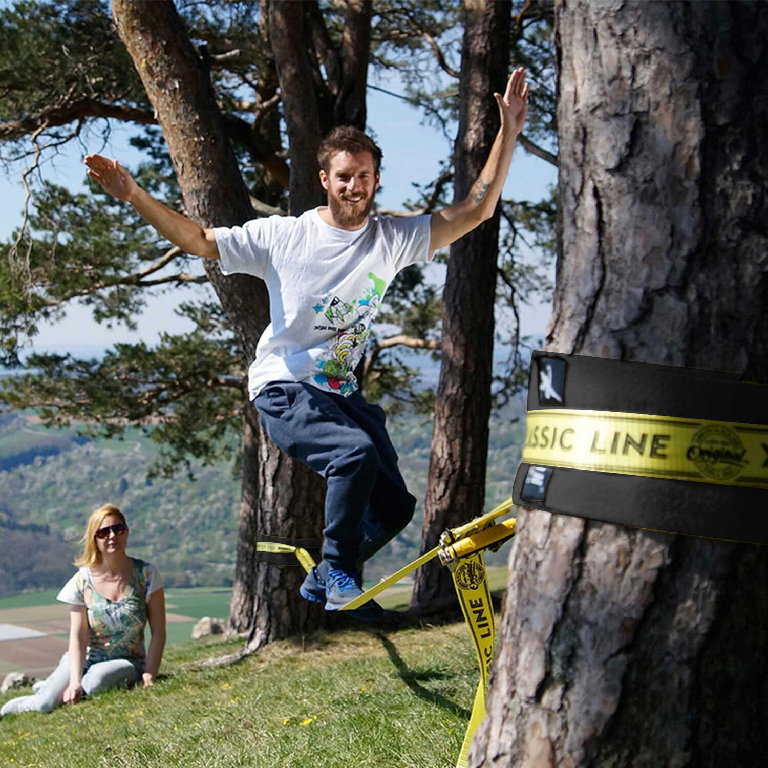 Slackline Classic Line 15 m Slackline Unisex Gelb-Schwarz 2/6