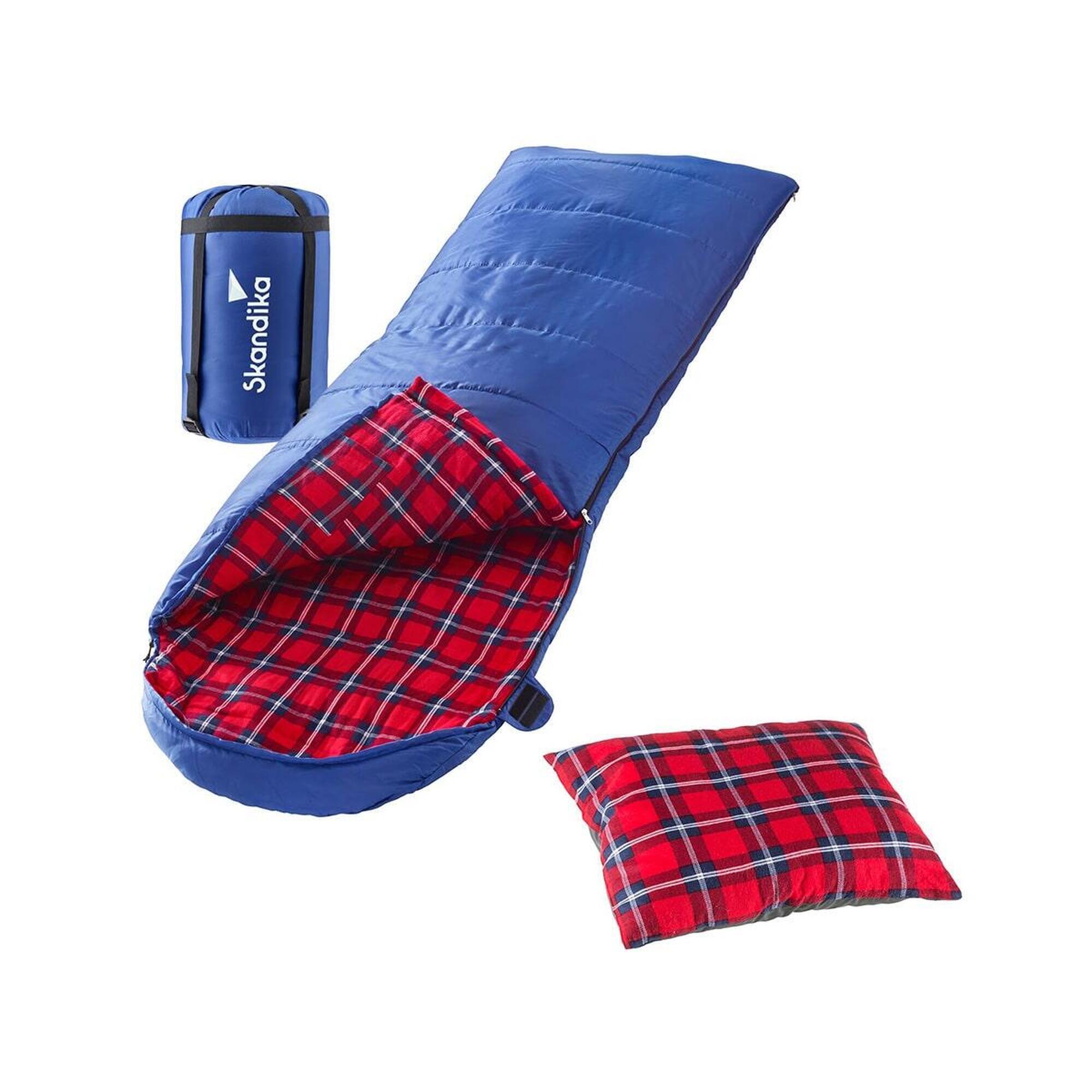 Skandika - Sac De Couchage Rectangulaire Dundee Avec Oreiller Sleepyhead – Zip À Gauche - Sac De Couchage - Bleu - Taille Unique - Decathlon