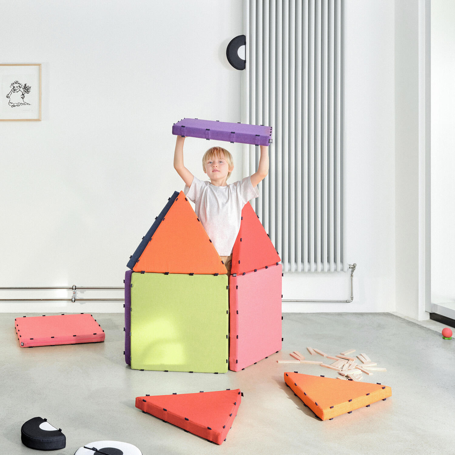 Mattenbausatz Kunterbunt Rainbow Pro 16-teiliges Set Kinderturnen 5/6