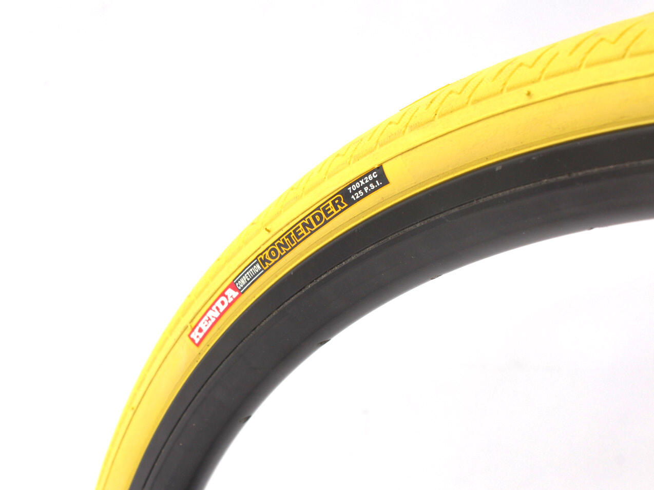 Neumático bicicleta carretera KENDA Kontender Fixie 700 x 26C amarillo 2/5