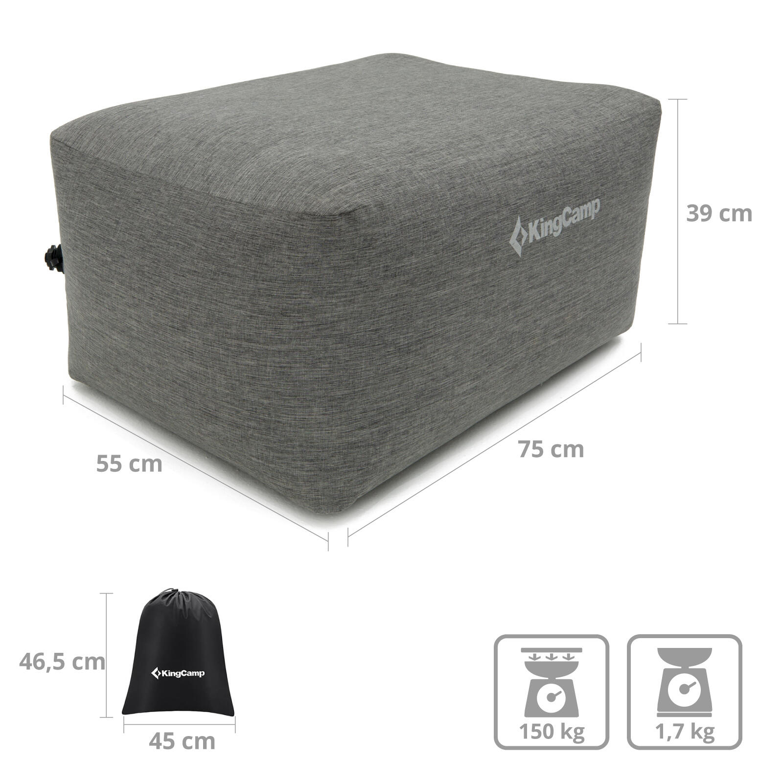 Tabouret Gonflable Air Cube Granit de Camping Meuble 2/7