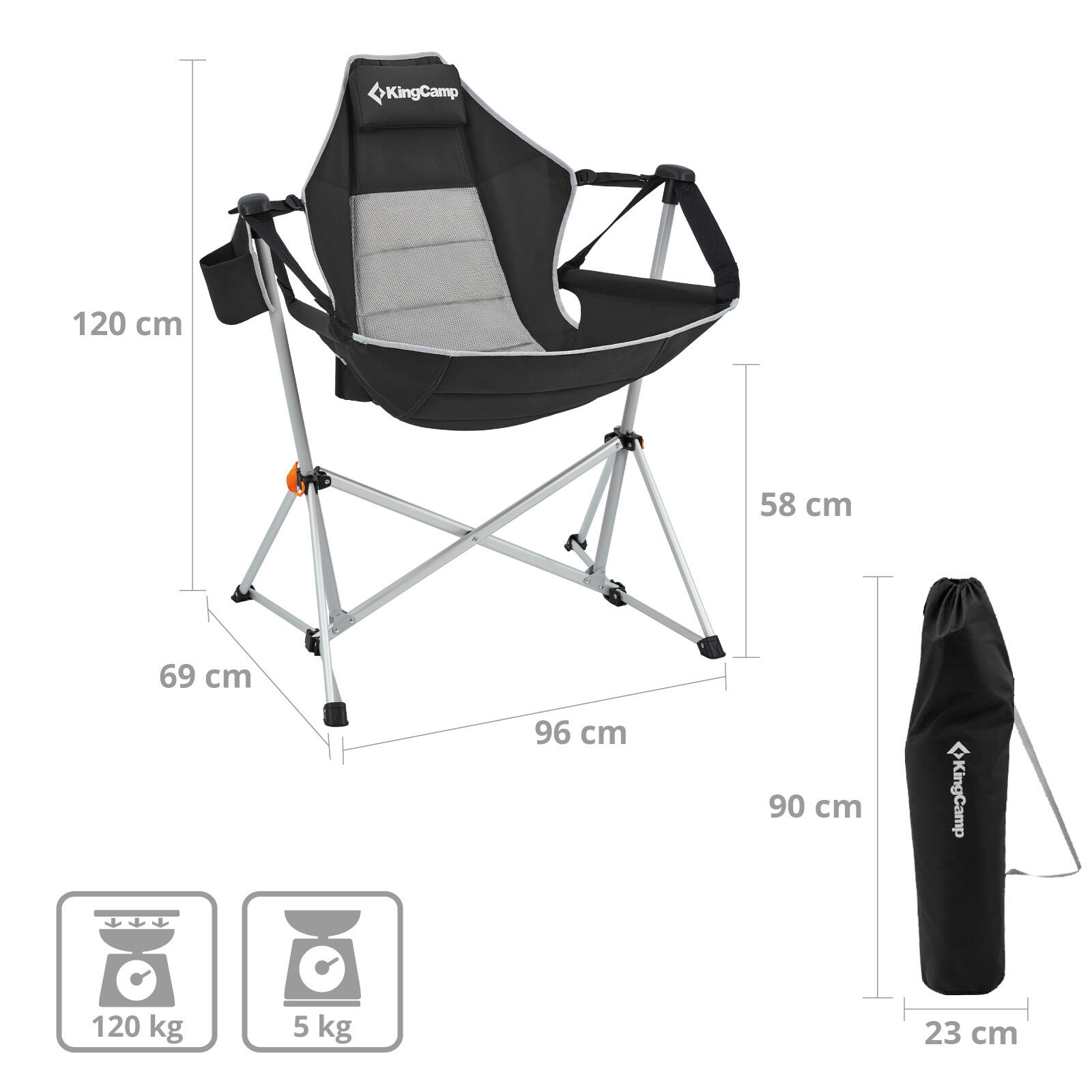 Sedia pieghevole da Campeggio Orchid Deluxe a dondolo regolabile in alluminio 2/7