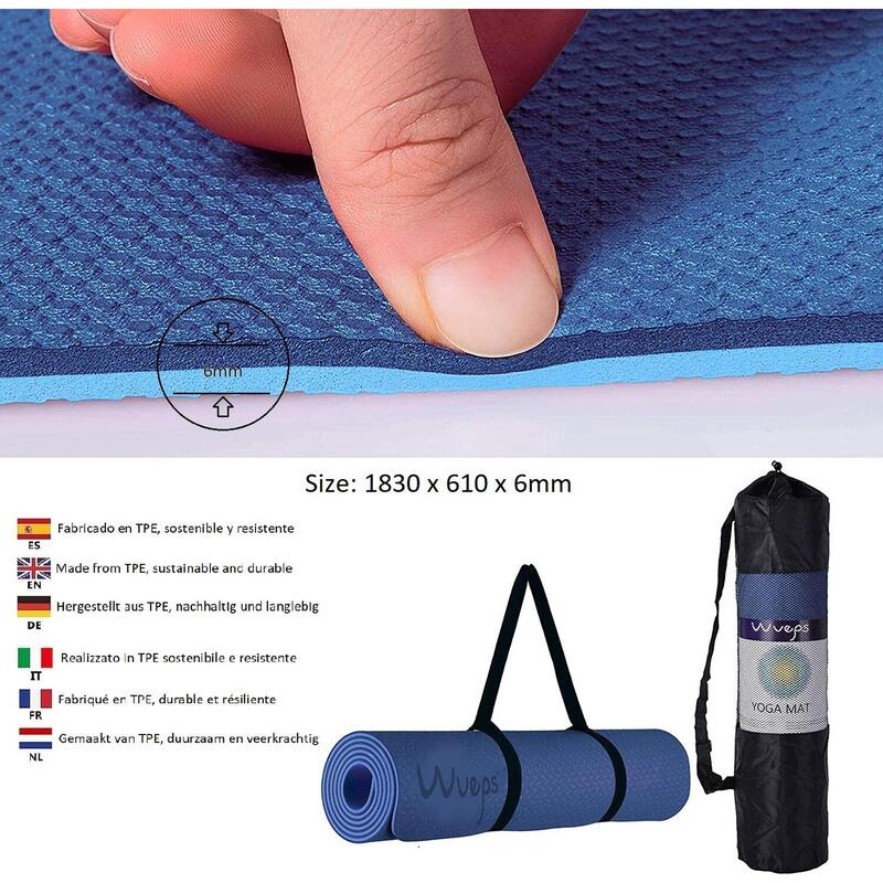 Yoga Mat / Yogamat Zacht Comfortabel Marineblauw 183 cm