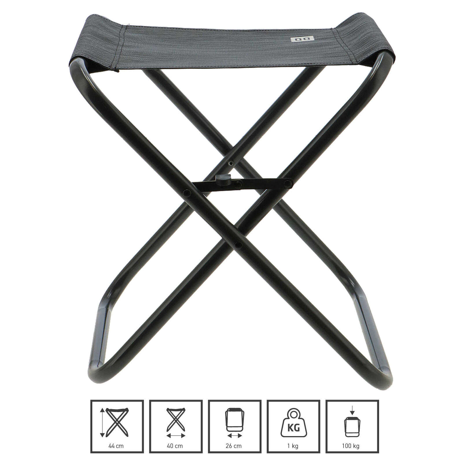 Mini tabouret pliable Como de camping Pêche Alu 100 kg 2/7