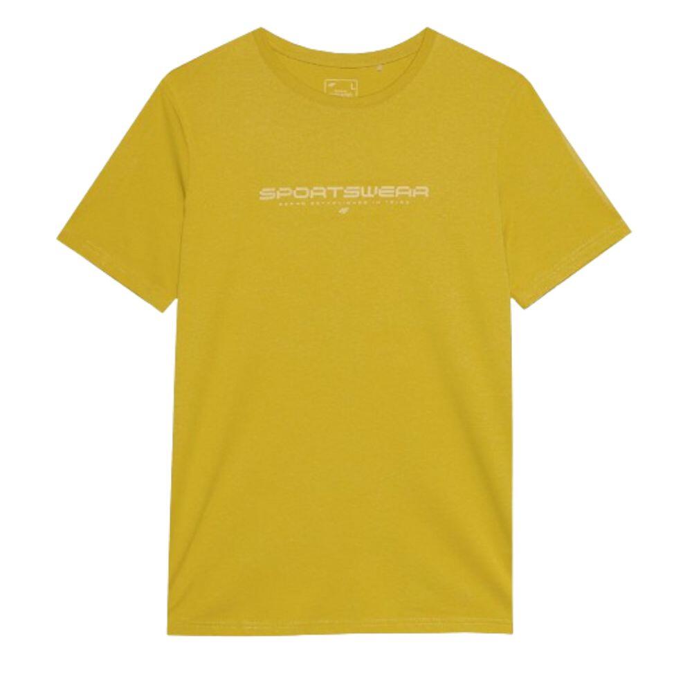 T-Shirt em Algodão de Fitness Homem 4F TTSHM1156. Amarelho 4/4