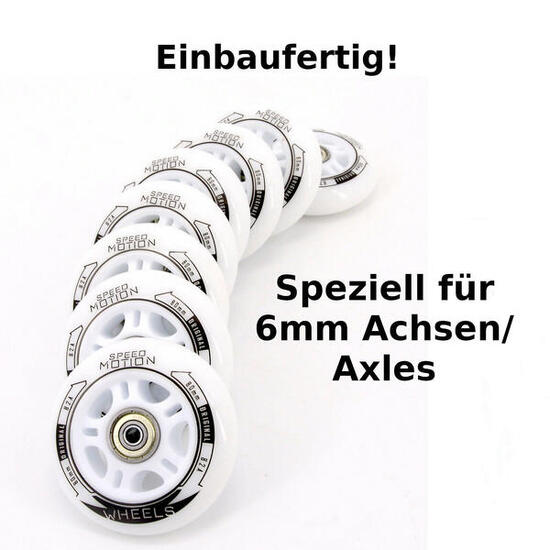 Speed Motion 80mm Inline 8 Rollen Set montiert ABEC 9, 6mm Spacer für K2 Skates
