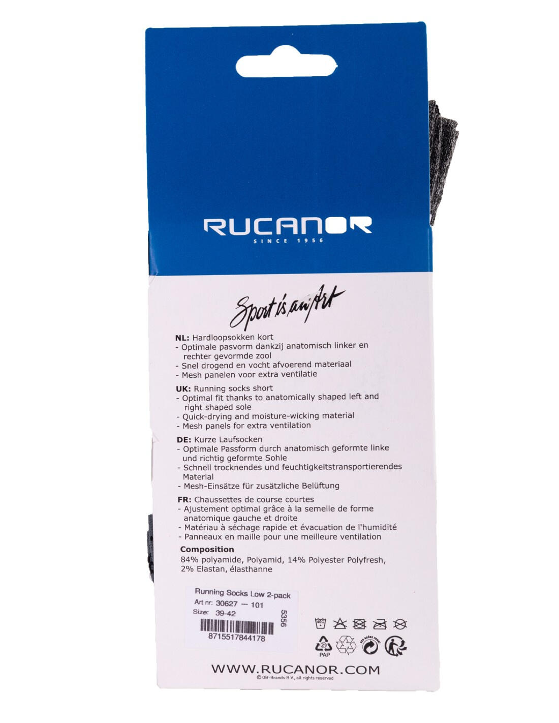 Rucanor Chaussettes de course courtes 2-pack blanc/gris 6/6