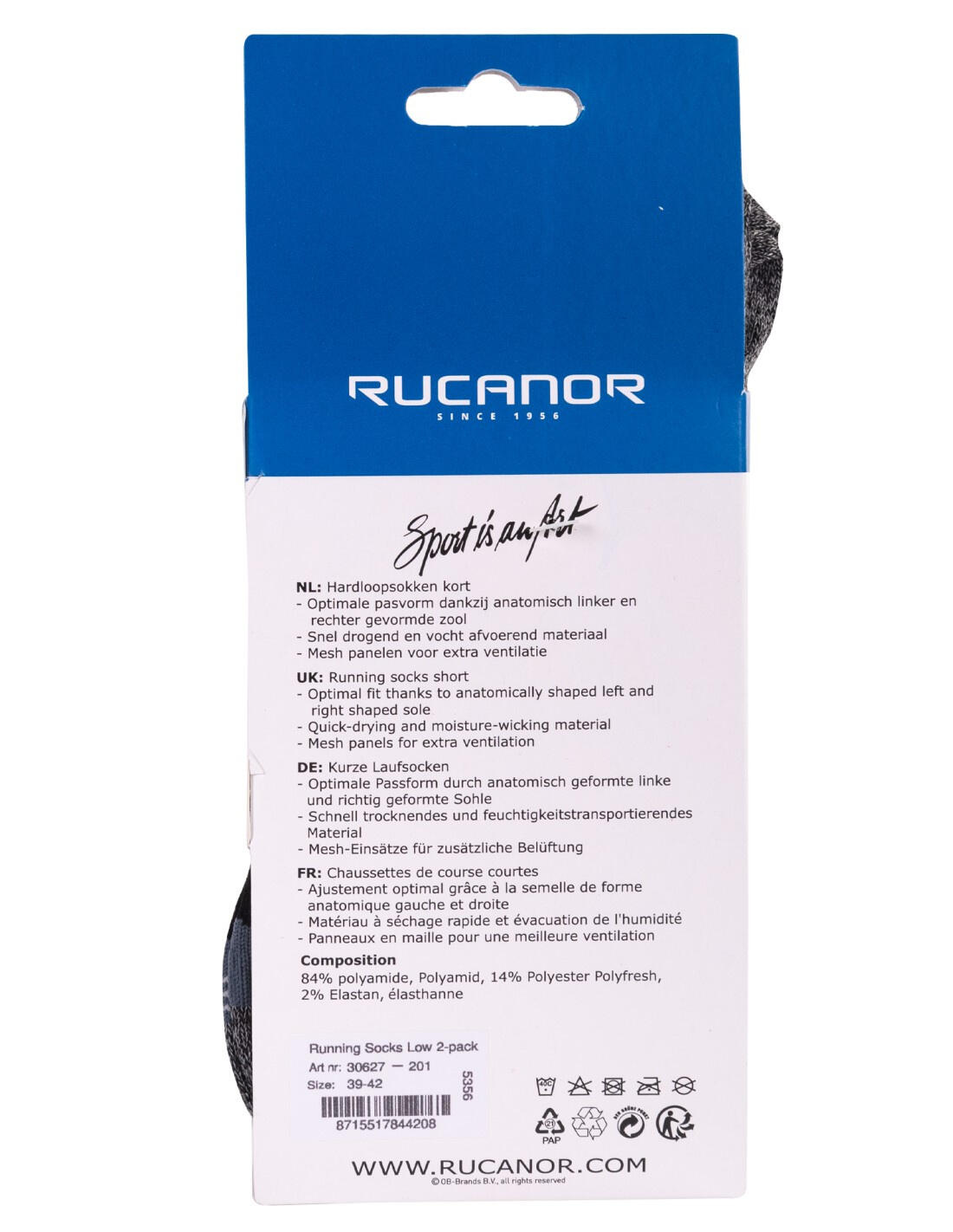 Rucanor Chaussettes de course courtes 2-pack noir 6/6