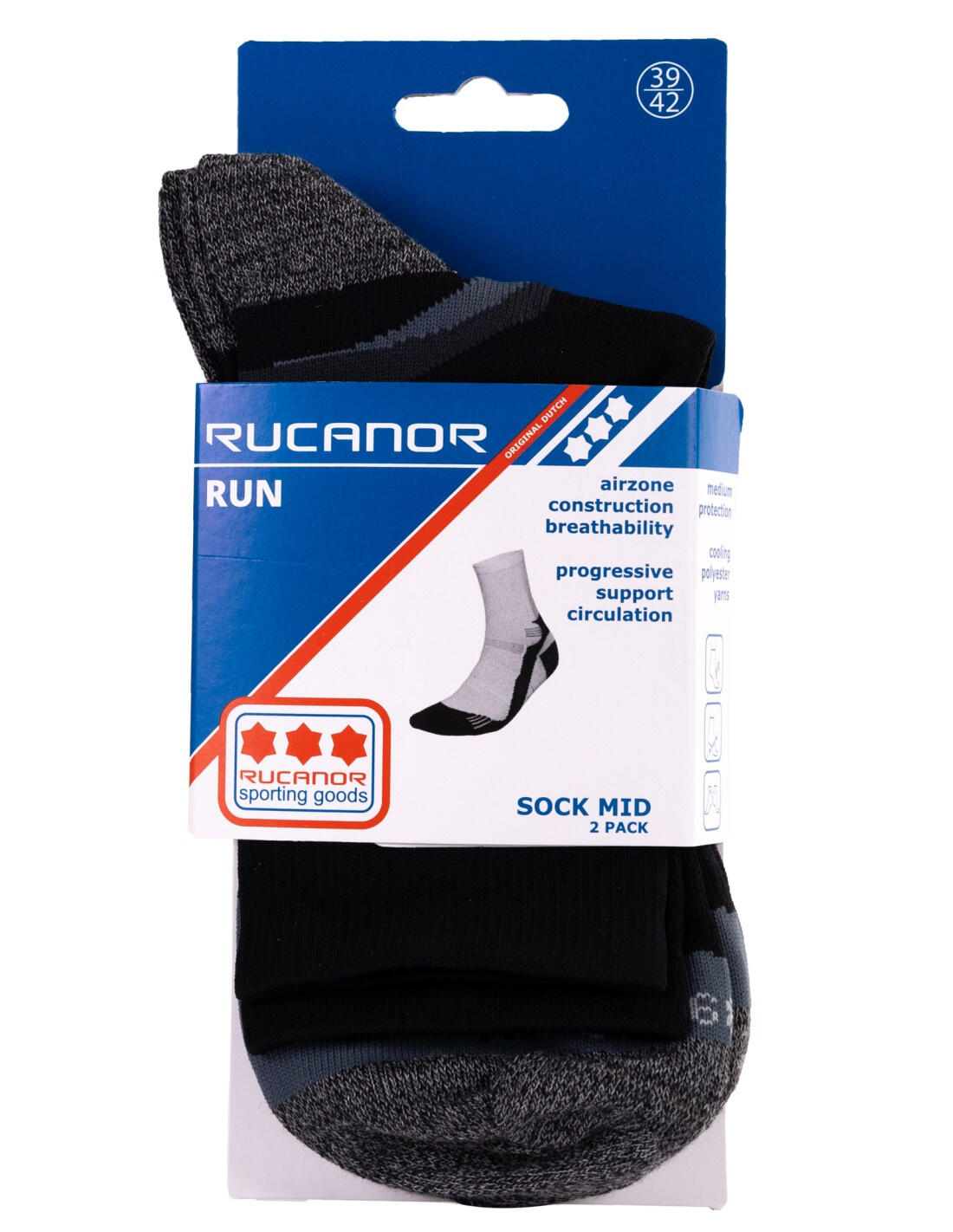 Rucanor Chaussettes de course longues 2-pack noir 5/6