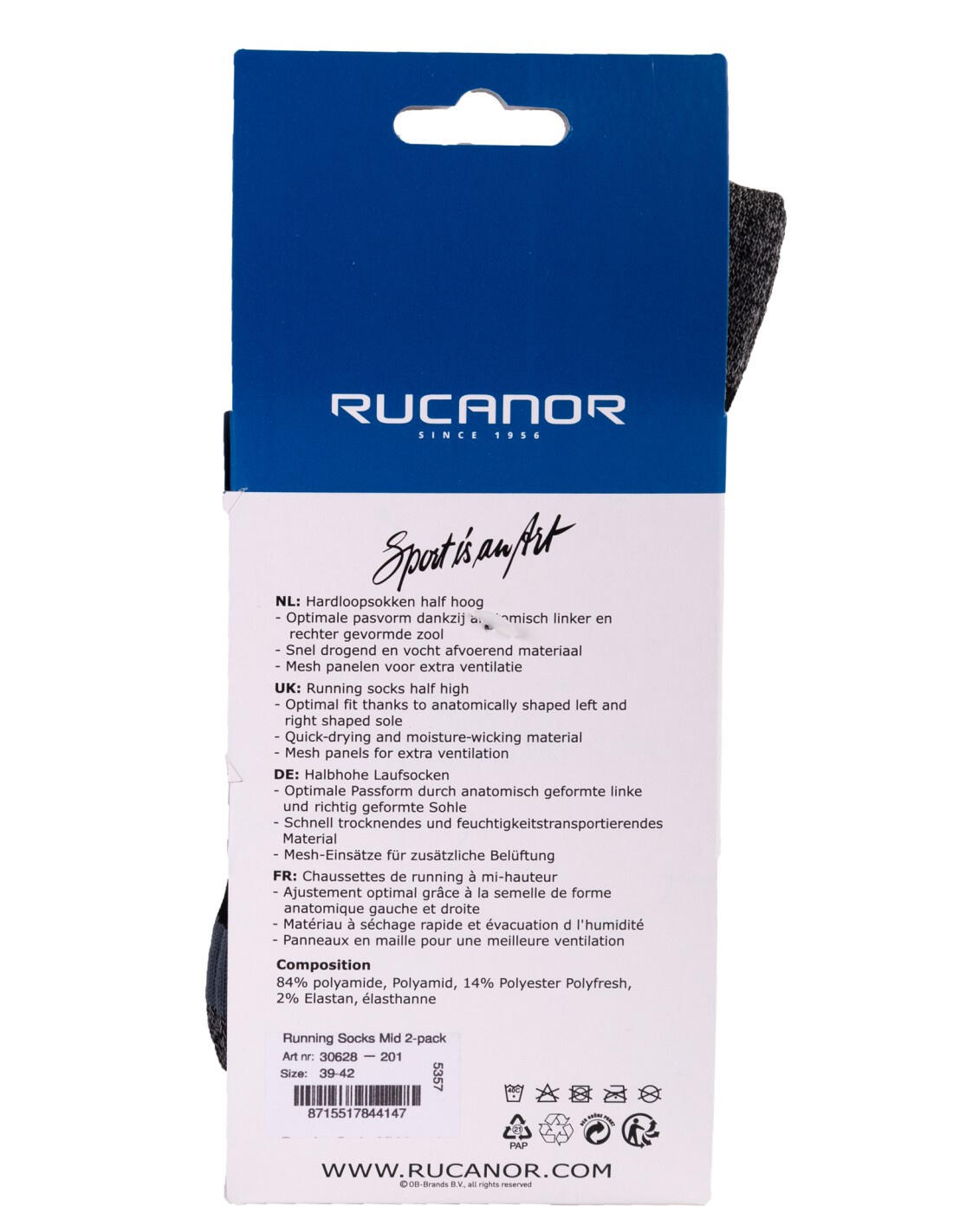 Rucanor Chaussettes de course longues 2-pack noir 6/6