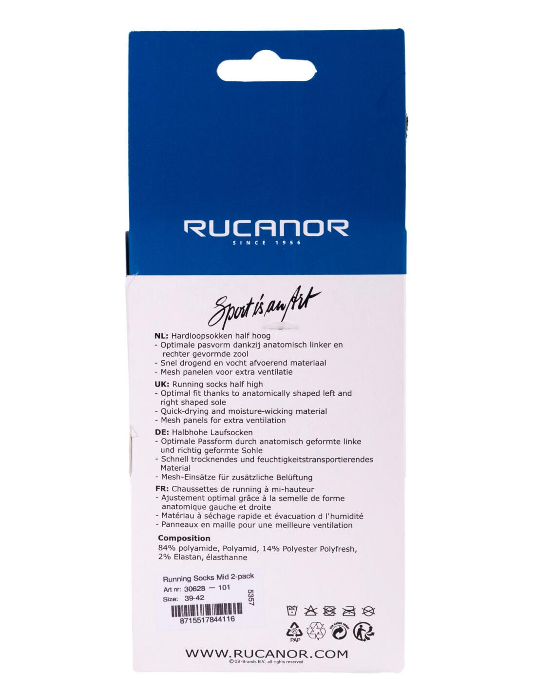 Rucanor Chaussettes de course longues 2-pack blanc/gris 6/6