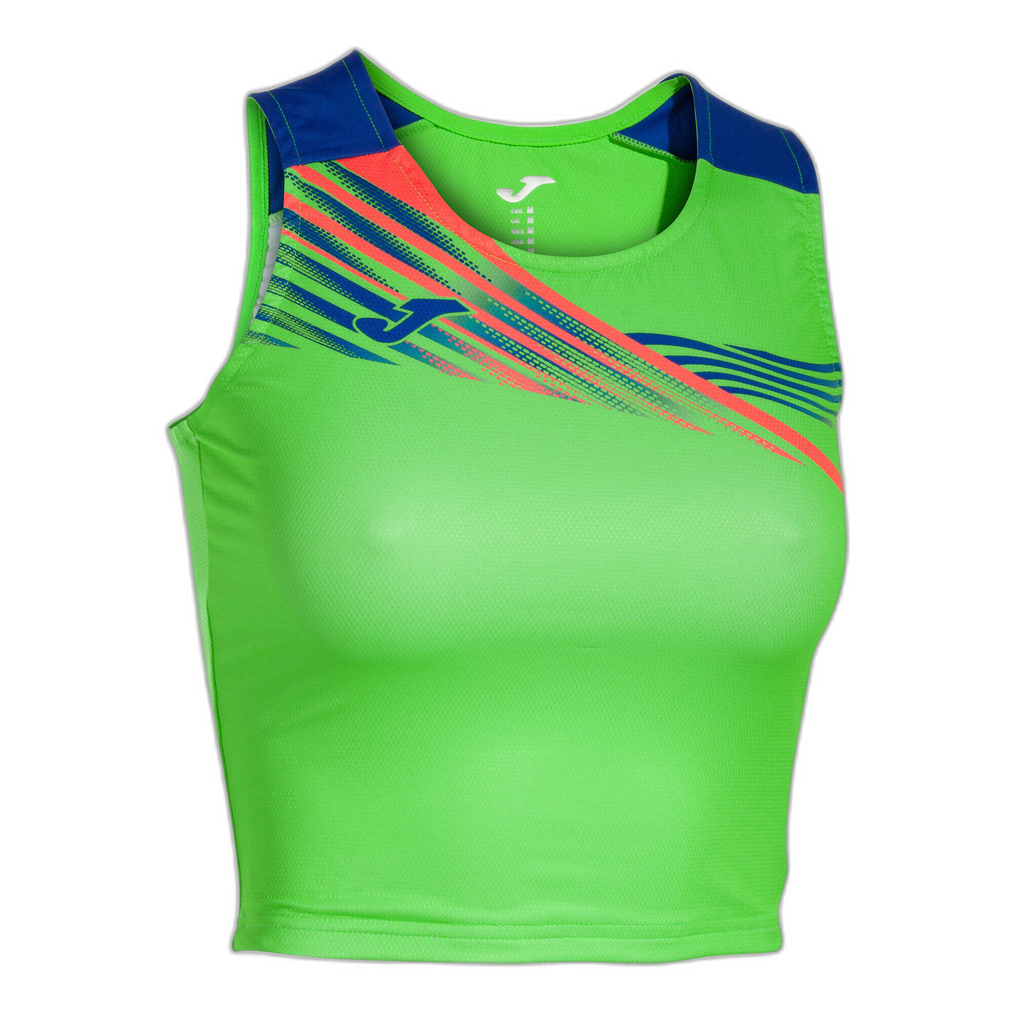 Joma - Top Running Femme Joma Elite X Vert Fluo - T-shirt Crop Top - Bleu - 48 Xl - Decathlon