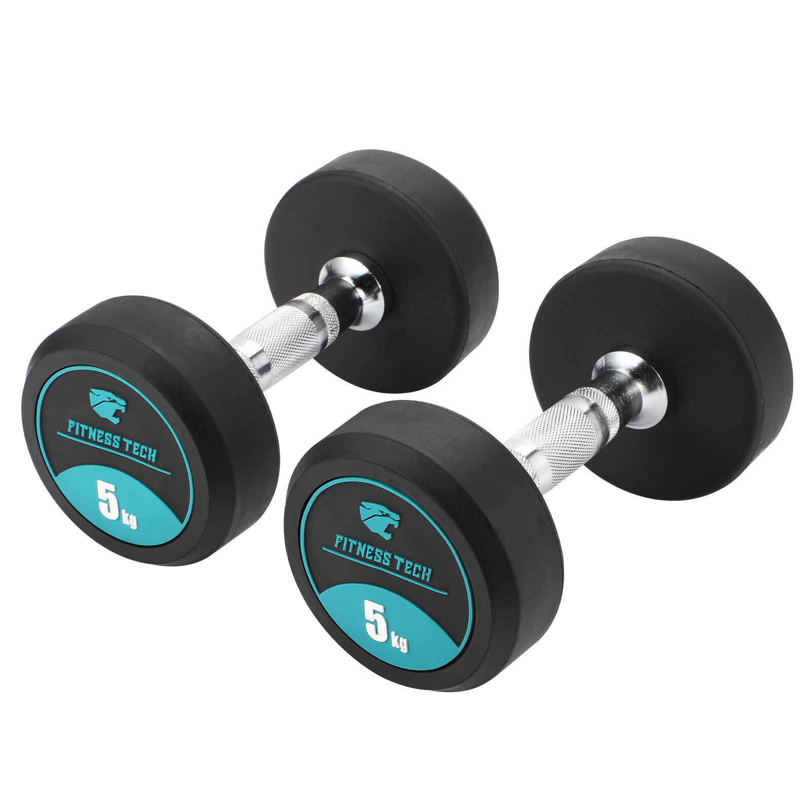 Halteres redondos de musculação 5kg fitness tech - conjunto com 2 unidades