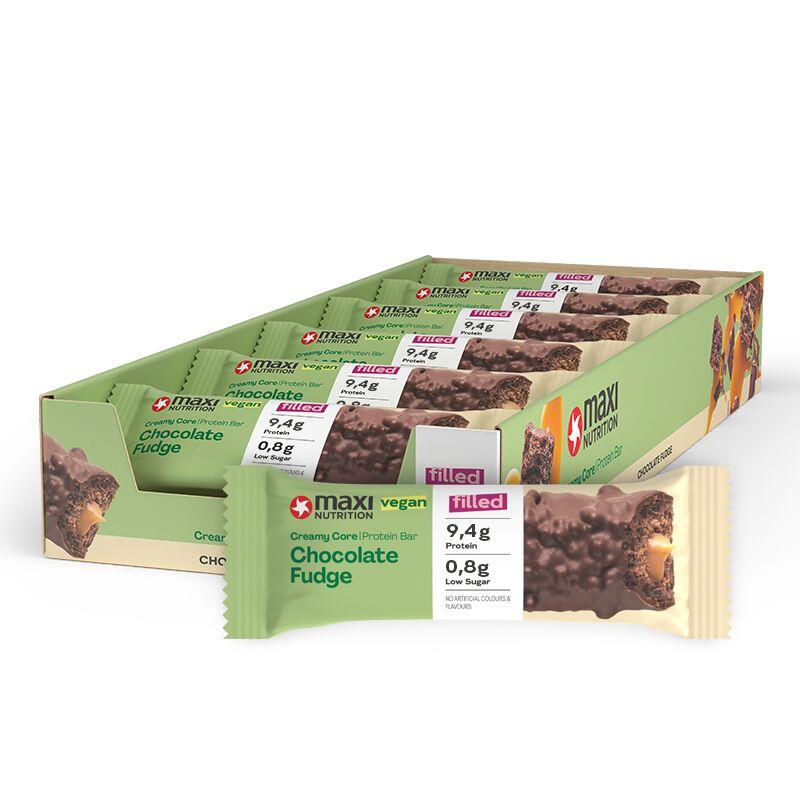 MAXINUTRITION Vegan Creamy Core Protein Bars Chocolate Fudge 12 x Bars