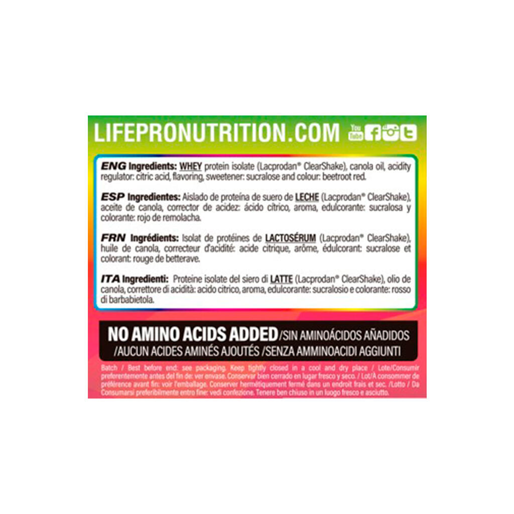 Proteína de suero Life Pro Clear Isolate Zero 800g 3/5