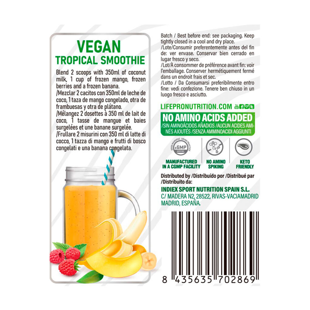 LIFE PRO VEGAN PROTEIN 900G - Proteína Vegana Orgánica 2/4